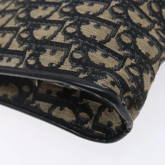 Christian Dior Trotter Canvas Shoulder Bag Navy Gold Auth 141525 - Picture 4 of 16